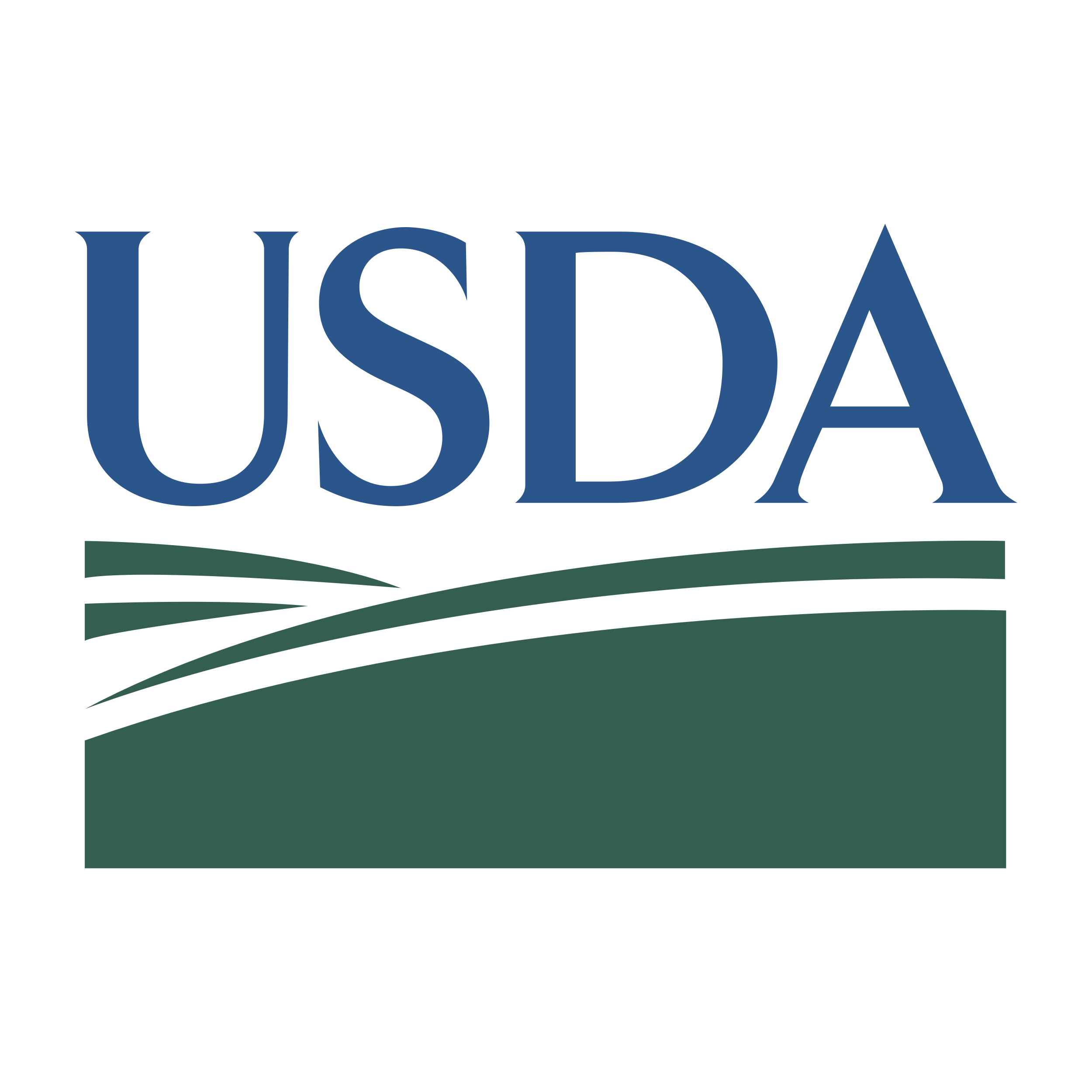 USDA logo with blue 'USDA' text and green stylized fields beneath.