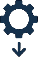 Gear icon with downward arrow