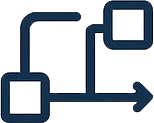 Line diagram of interconnected squares with an arrow pointing to the right