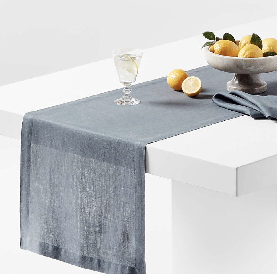 Marin Slate Blue Linen Table Runner