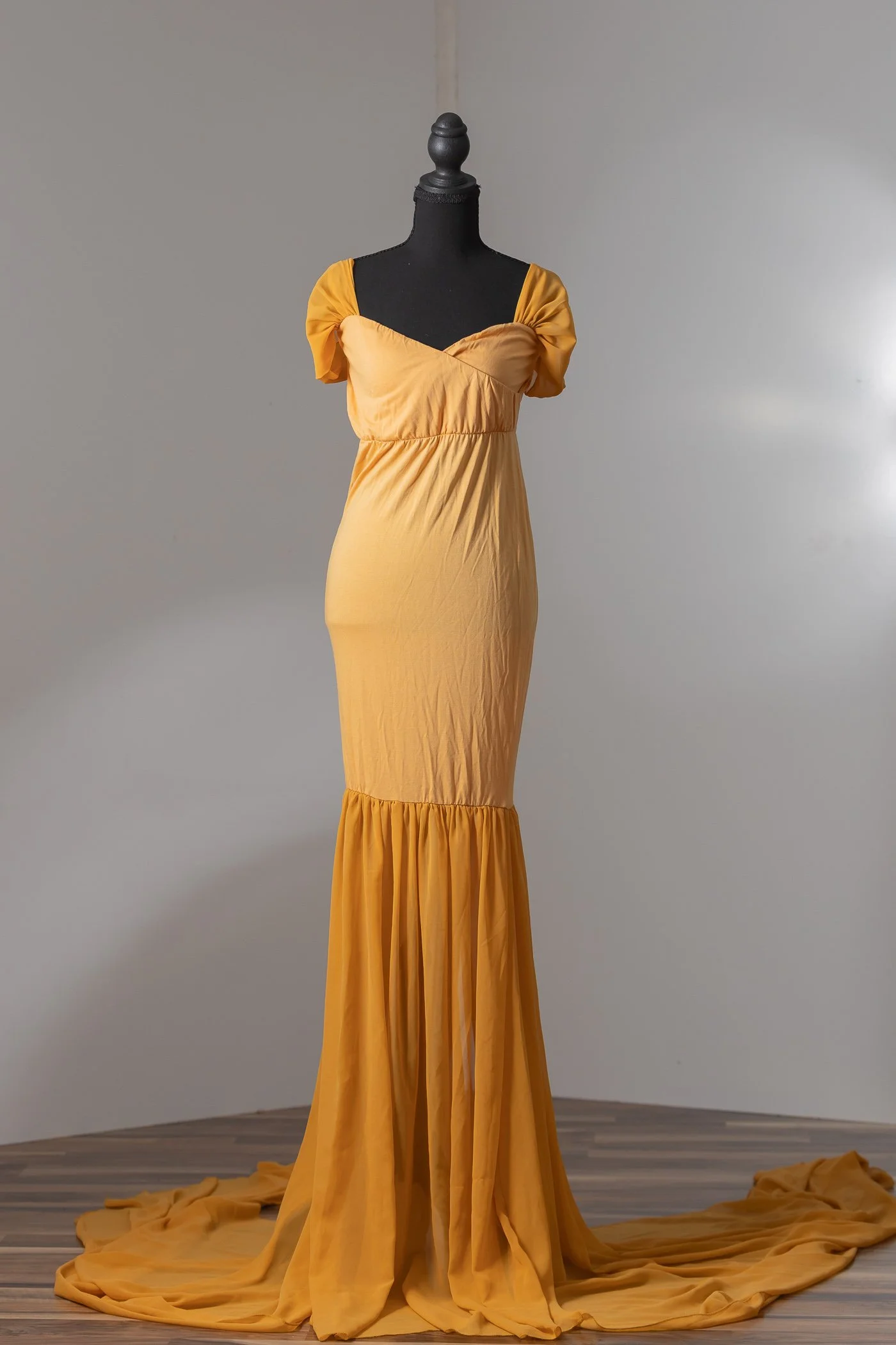 ALW Maternity Closet- Mustard Fitted Gown with Train.jpg
