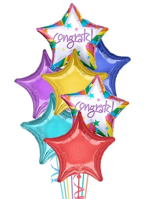 Congrats Colorful Stars Balloon Bouquet