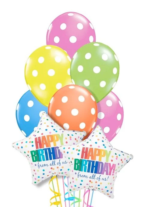 From All of Us Neon Dots & Stars Birthday Balloon Bouquet