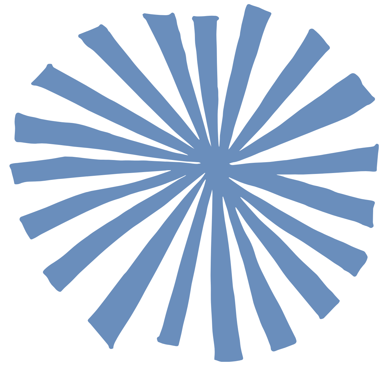 A blue radial burst design with radiating lines from a central point.
