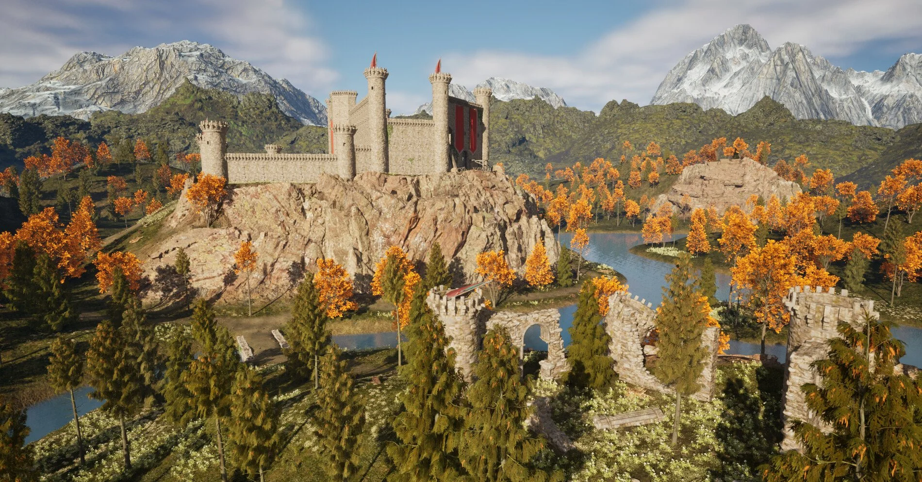 2nd castle ruins with flowers and bridge.jpg
