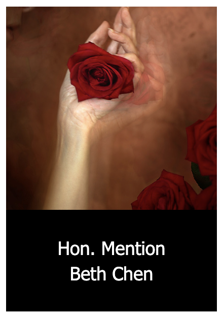 hand with movement holding red rose with honorable mention beth chen