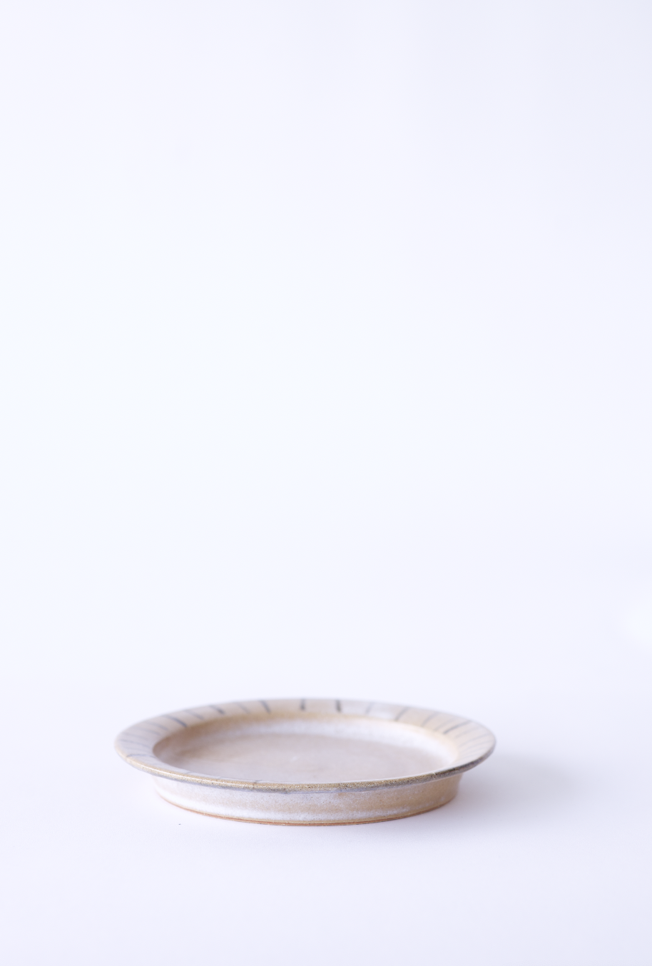 Tan Striped Ceramic Plate