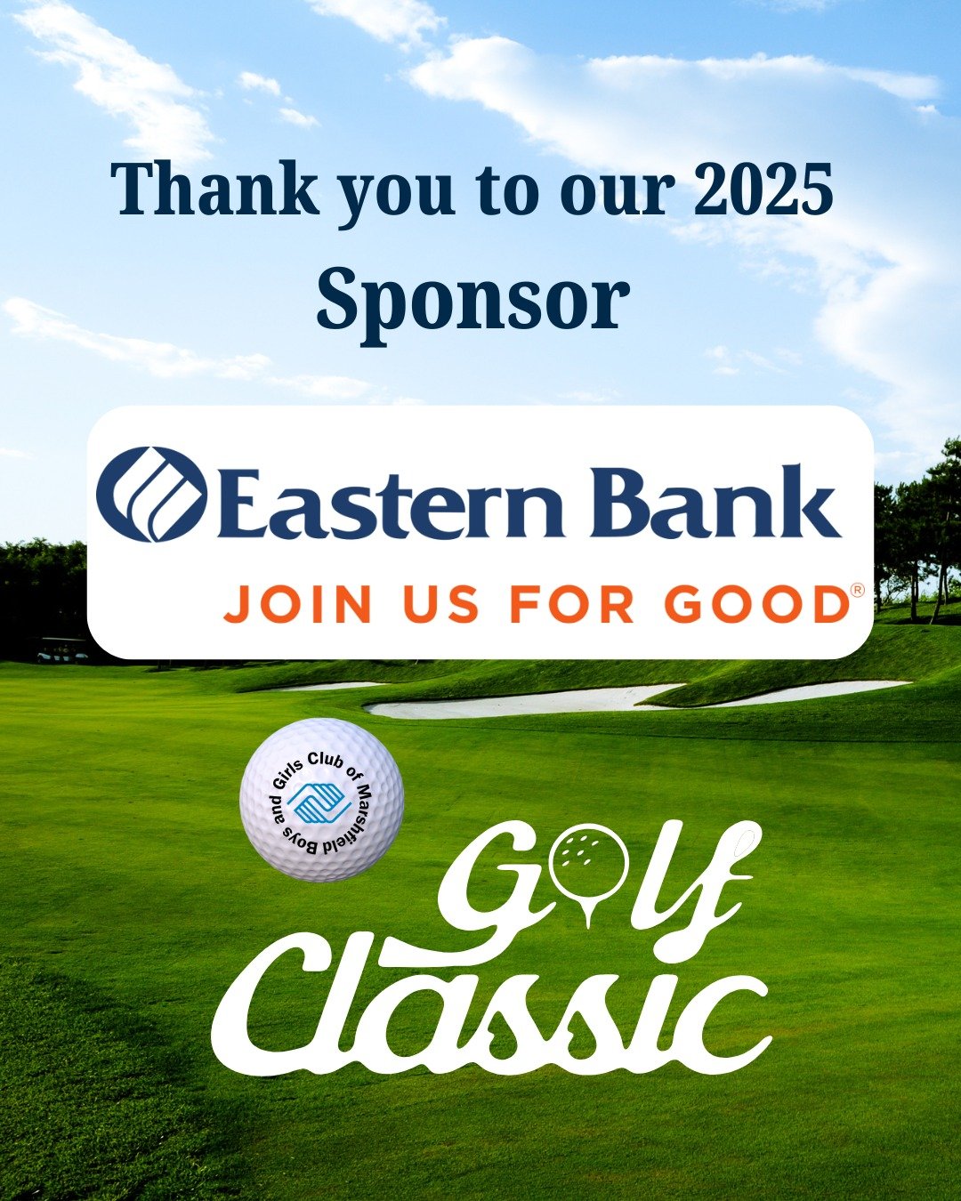 Thank you to our Annual Golf Classic sponsor, @@easternbank. We are so grateful for their generosity and their ongoing support of our mission. 

Looking forward to a great day on the course!