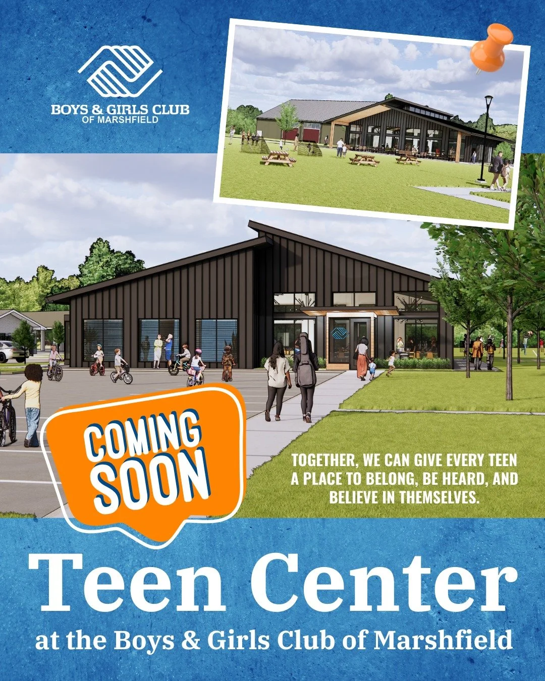 Every community has moments that define its future. For us, this is one of them.
The Boys &amp; Girls Club of Marshfield is proud to share the vision for our next major investment in local youth: a new 5,000 sq. ft. Teen Center, purpose-built to supp