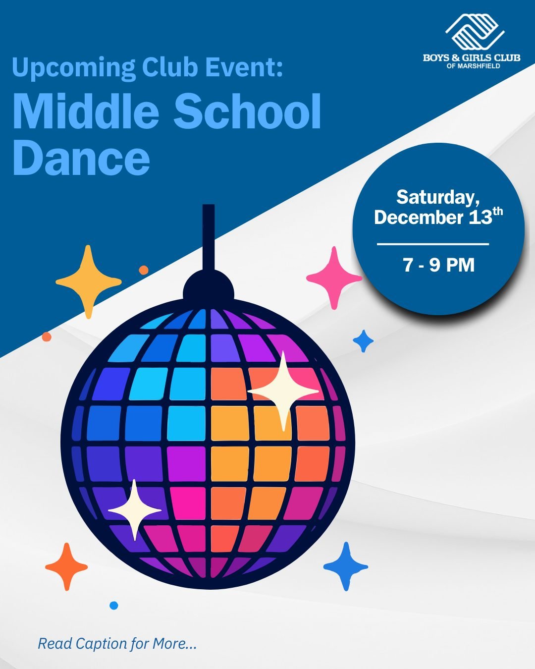 ❄️ Middle School Winter Wonderland Dance! Join us on Dec. 13th, 7&ndash;9 PM for music, snacks, and holiday fun! Open to all Furnace Brook 6th &amp; 7th graders.

📵 No cell phones allowed (held at front desk).
 💙 Suggested donation: $15 to support 