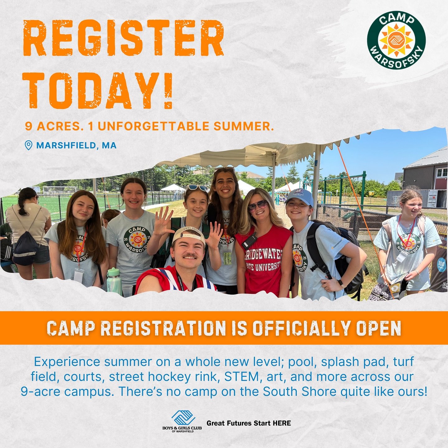 ☀️ Summer Camp Registration is officially OPEN! 💙

Parents can now register through the Parent Portal.

Please email membership@bgcmarshfield.org with any questions!