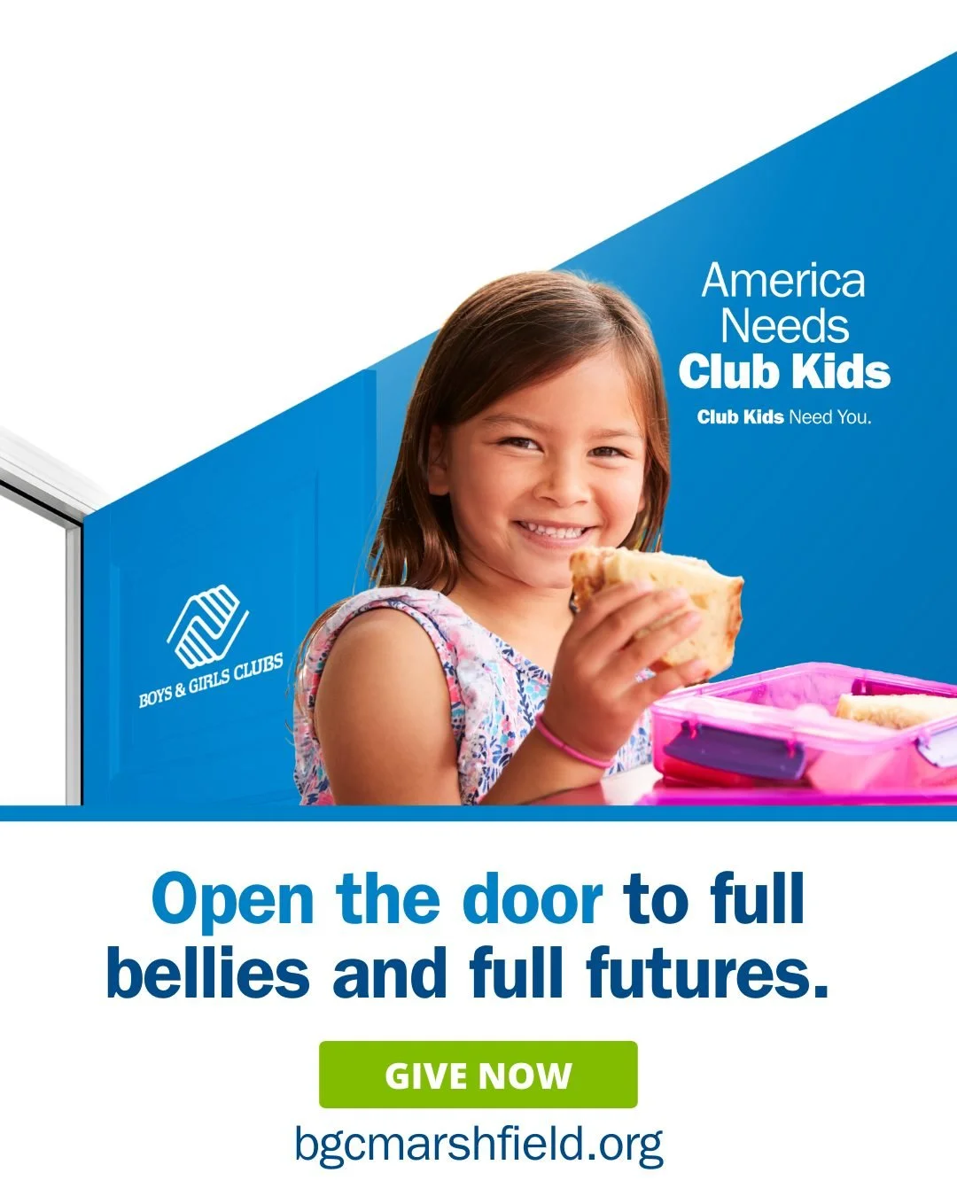 Open the door to full bellies and full futures. 💙

Your gift today helps ensure Club kids have the meals, support, and opportunities they deserve.Give now to support Boys &amp; Girls Club kids.

📍 37 Proprietors Drive, Marshfield, MA
📞 (781) 834-2