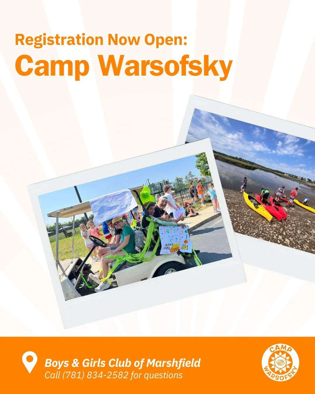 Registration is now open for Camp Warsofsky! 🏕️☀️

Get ready for a summer full of adventure, friendship, and unforgettable memories at Camp Warsofsky, hosted by the Boys &amp; Girls Club of Marshfield.

📅 8 weeks of summer fun | June 22 &ndash; Aug