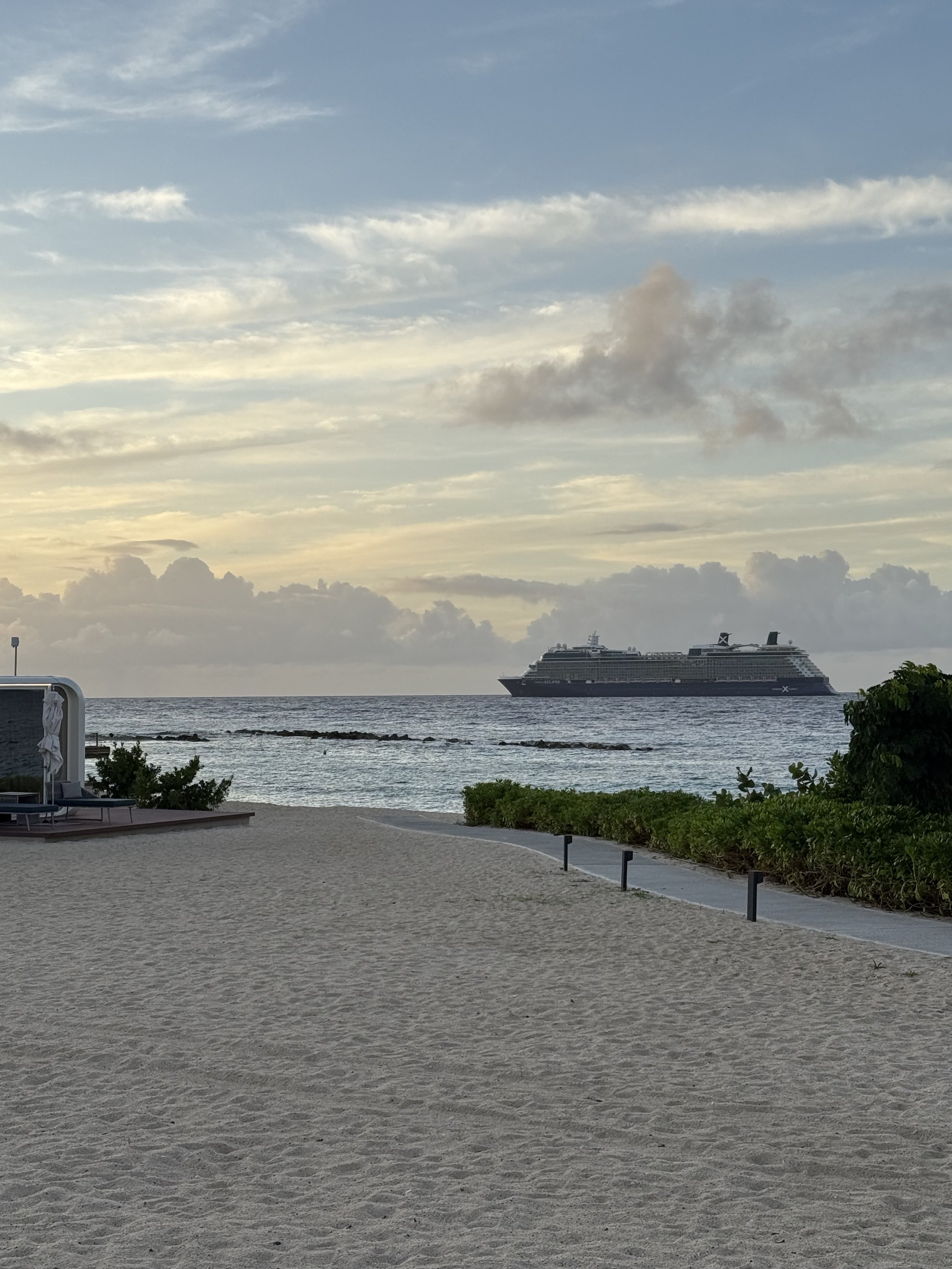 Cassidy's cruise ship passing by