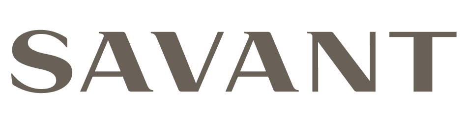 Close-up of the word "SAVANT" in bold black capital letters on a white background.