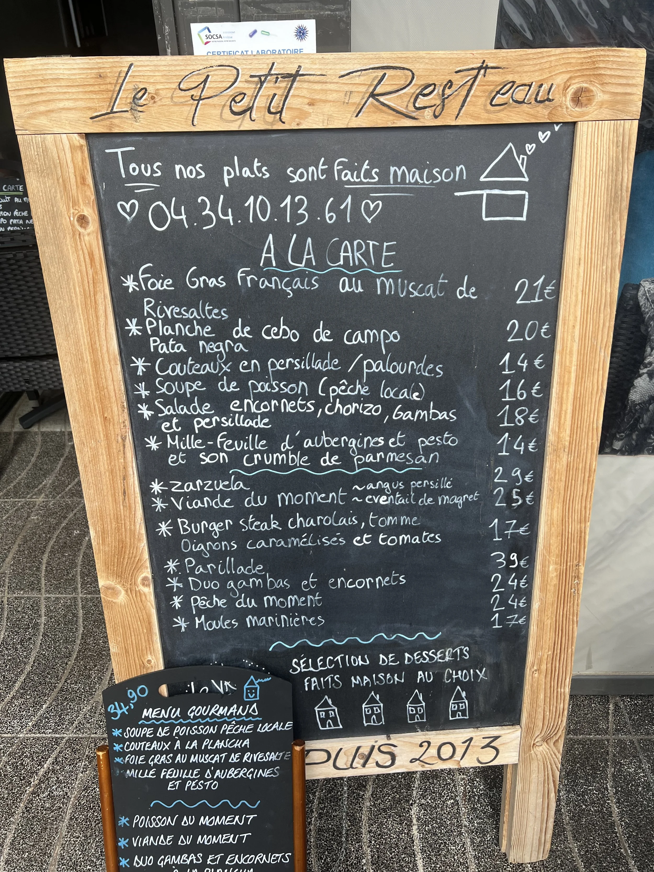 Le Petit Resteau Argeles Restaurant Menu.JPG