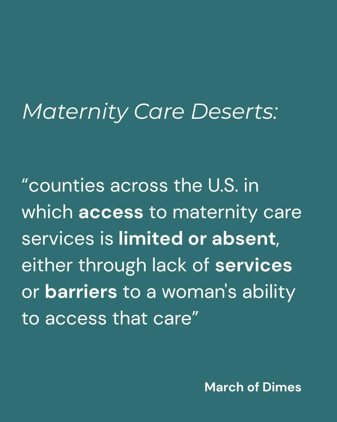 A significant determinant that affects women&rsquo;s healthcare is access. Maternity care deserts present a unique public health challenge. How do you provide care without infrastructure? How do you access prenatal care when there are no providers ne