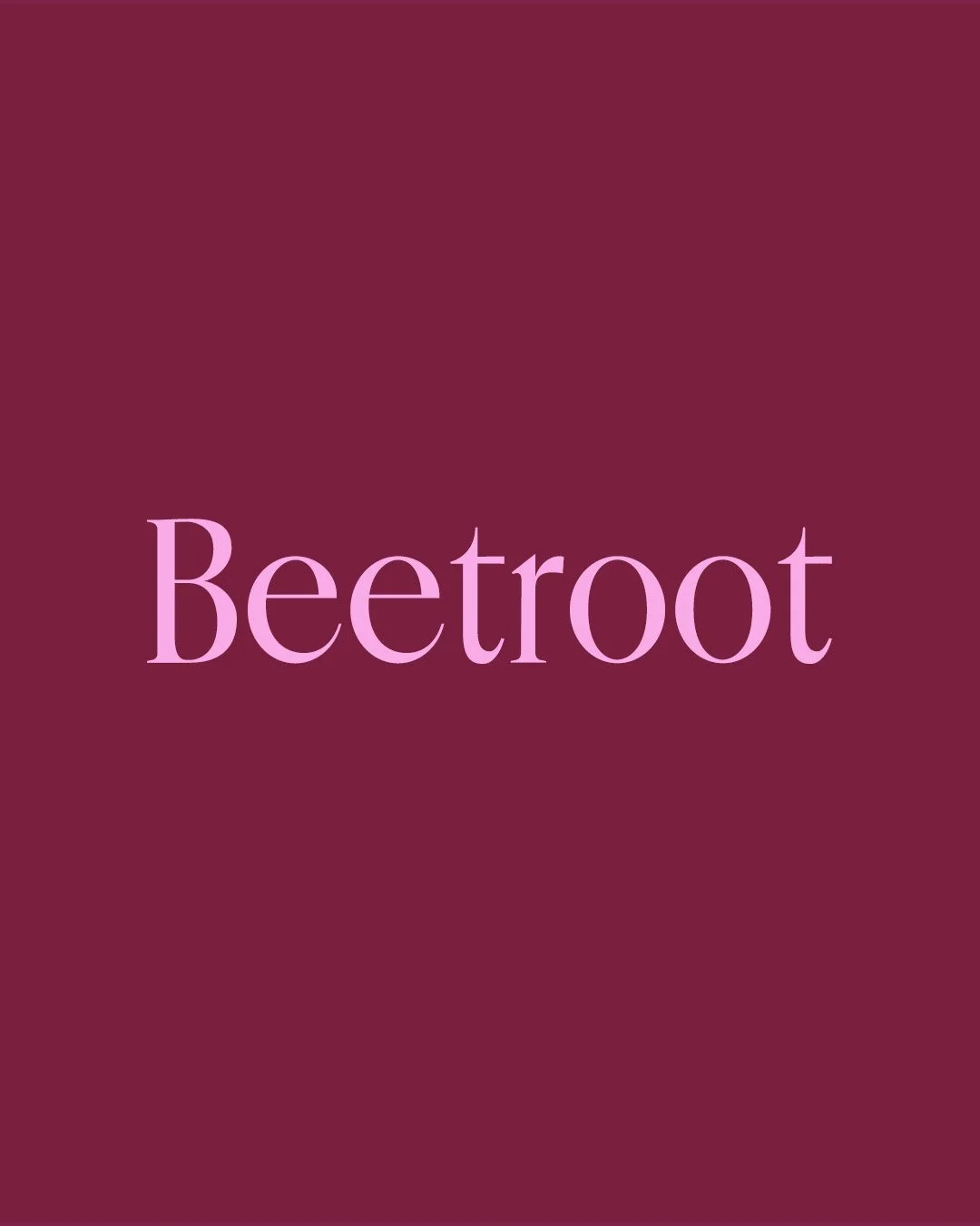 Dark, cool red with a strong purple undertone &mdash; fully saturated at depth, rich, and intensely pigmented in feel.

The colour comes directly from betacyanin, the pigment compound responsible for the extraordinary staining intensity of Beta vulga