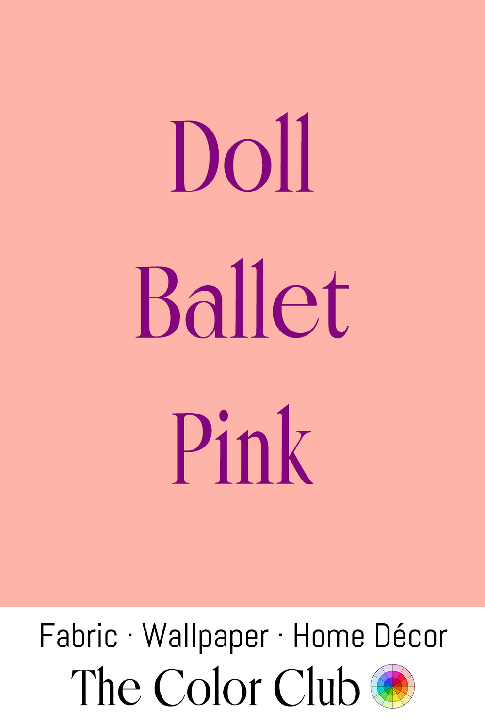 Color swatch of pink fabric with purple text that says 'Doll Ballet Pink'.