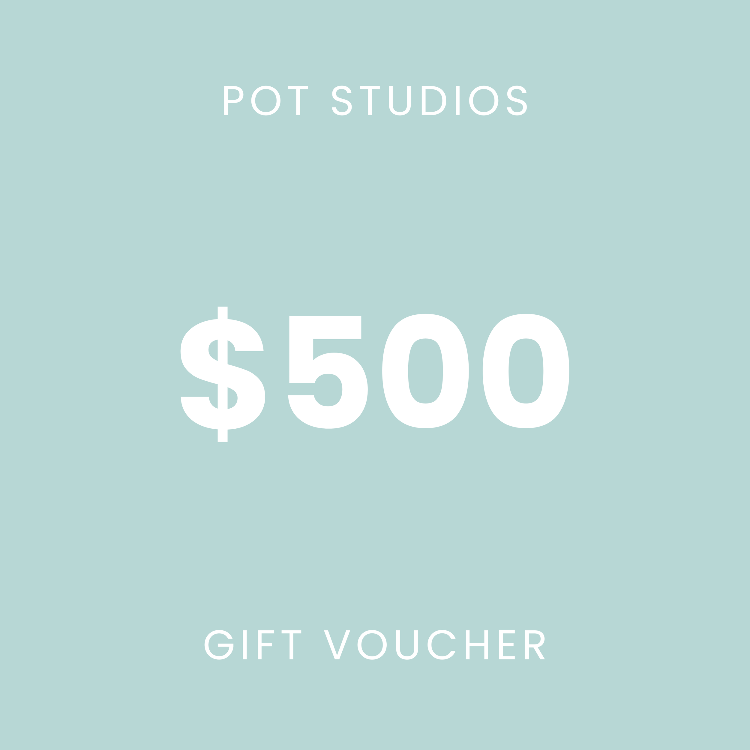 Gift card for Pot Studios with a value of $500.