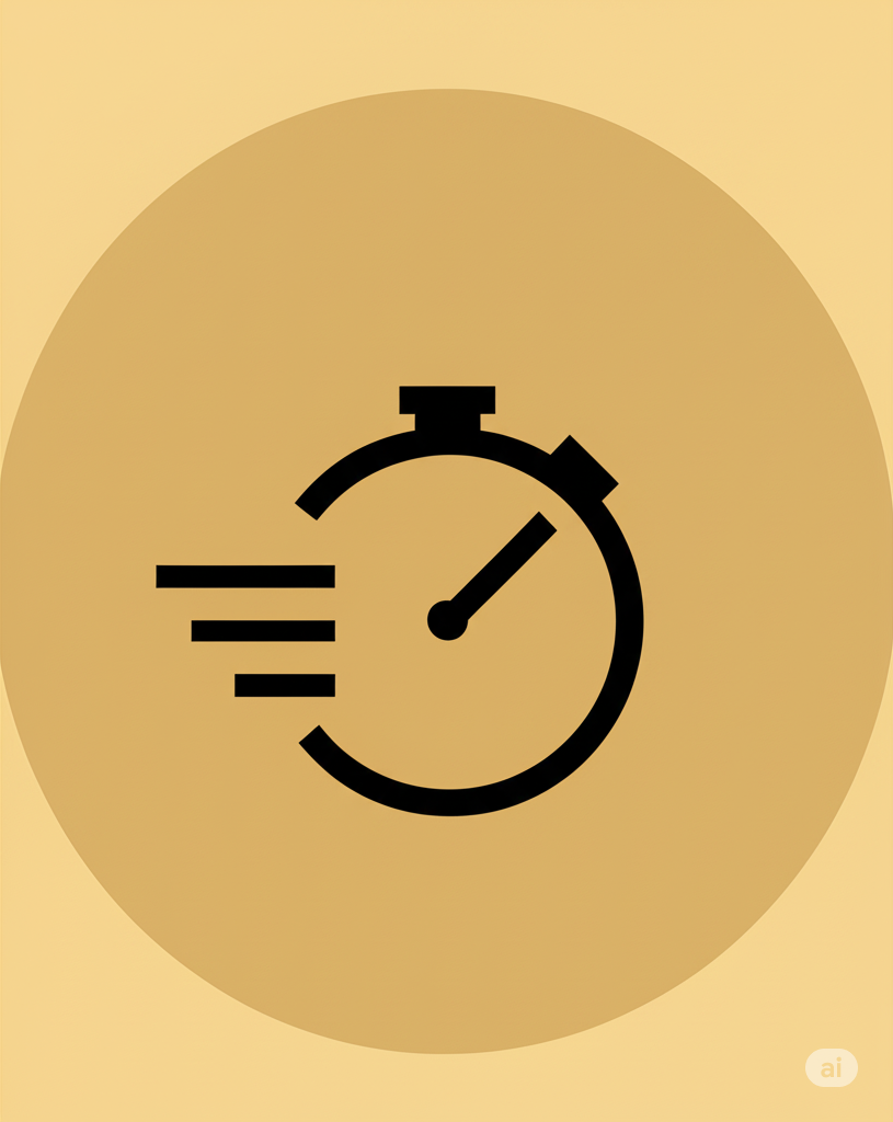 Speed timer icon with motion lines indicating fast timing