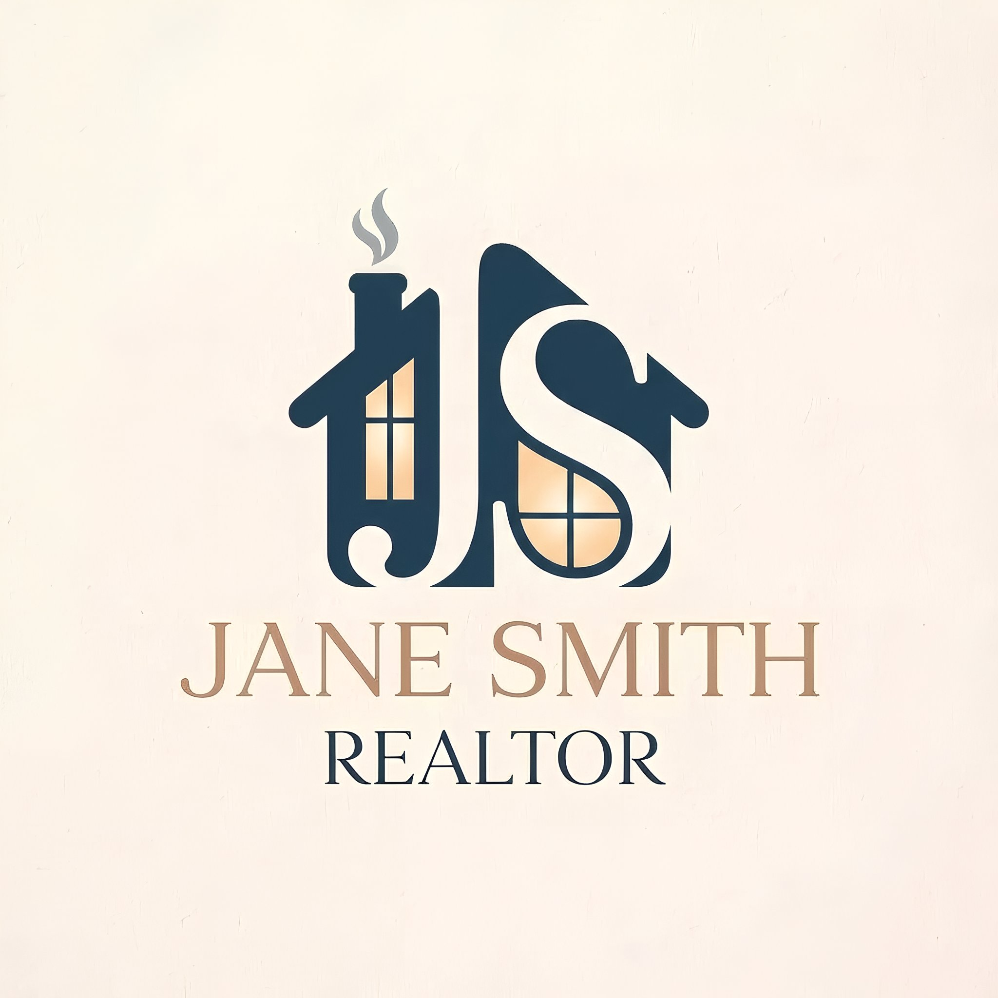 Logo with a house and window design, with the text "Jane Smith Realtor" beneath it.