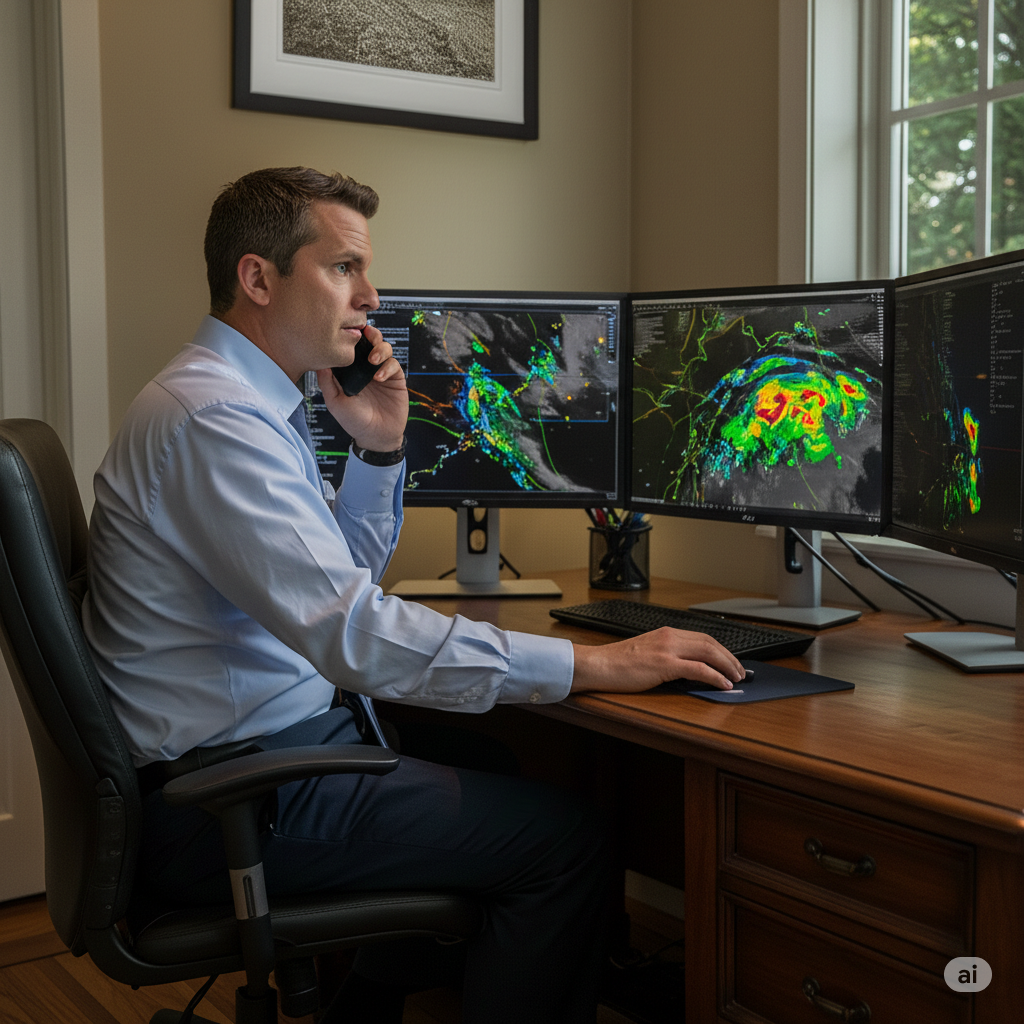 Meteorologist delivers a custom storm alert by phone — providing early warning and trusted help for families with storm anxiety.