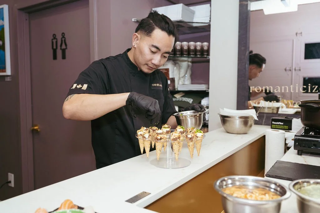 Chef preparing canapes