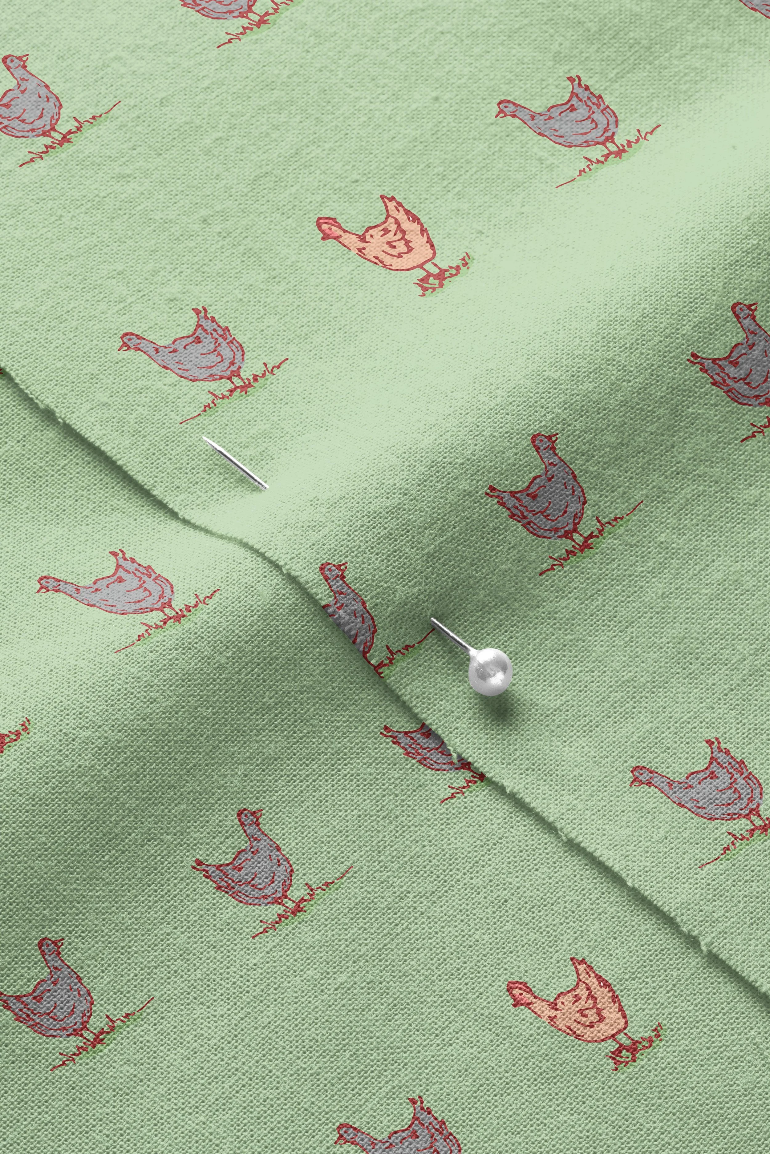 Chickens - Green-01_Closeup of Pinned Cotton Fabric Mockup by Creatsy®.jpg