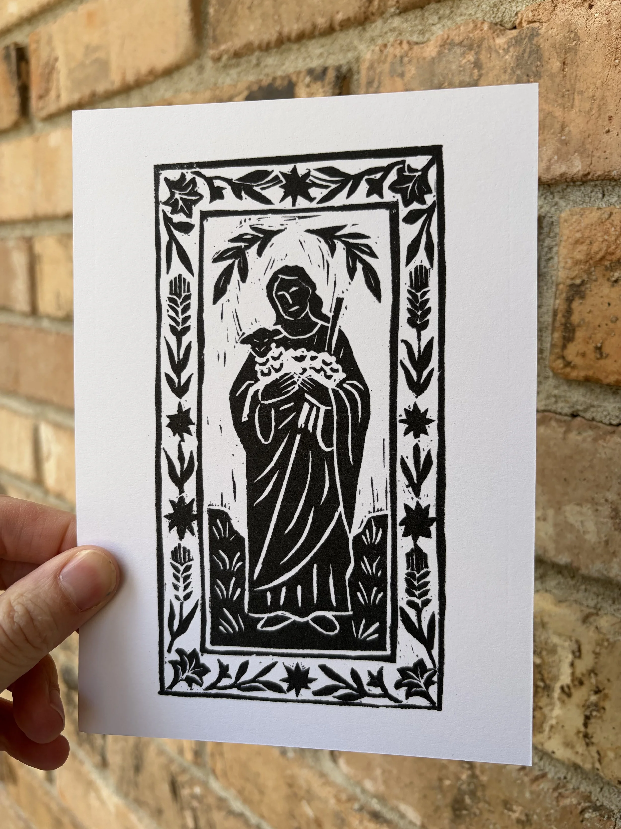 The Lord is My Shepherd Original Lino Print