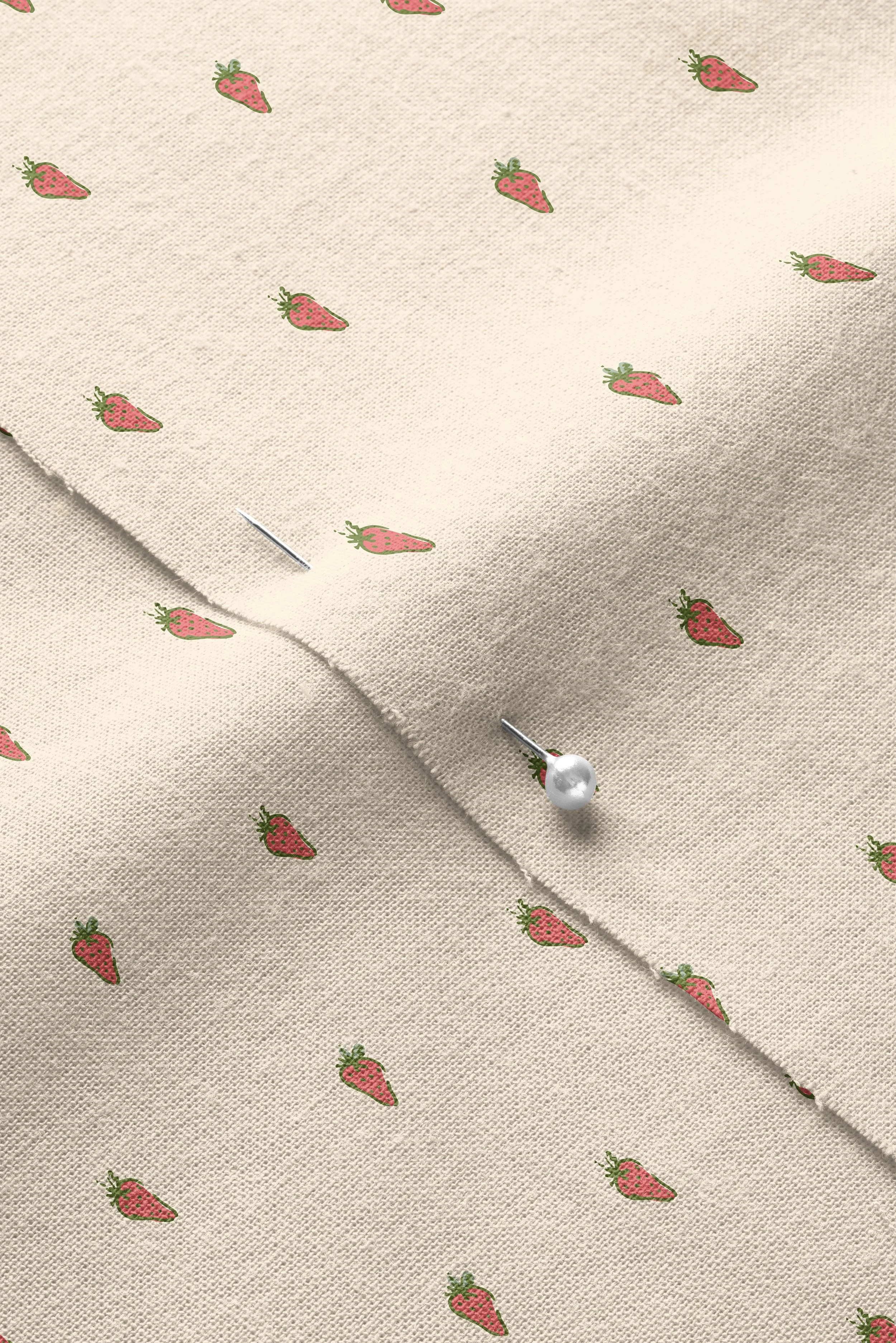 Strawberries-TAN-01_Closeup of Pinned Cotton Fabric Mockup by Creatsy®.jpg