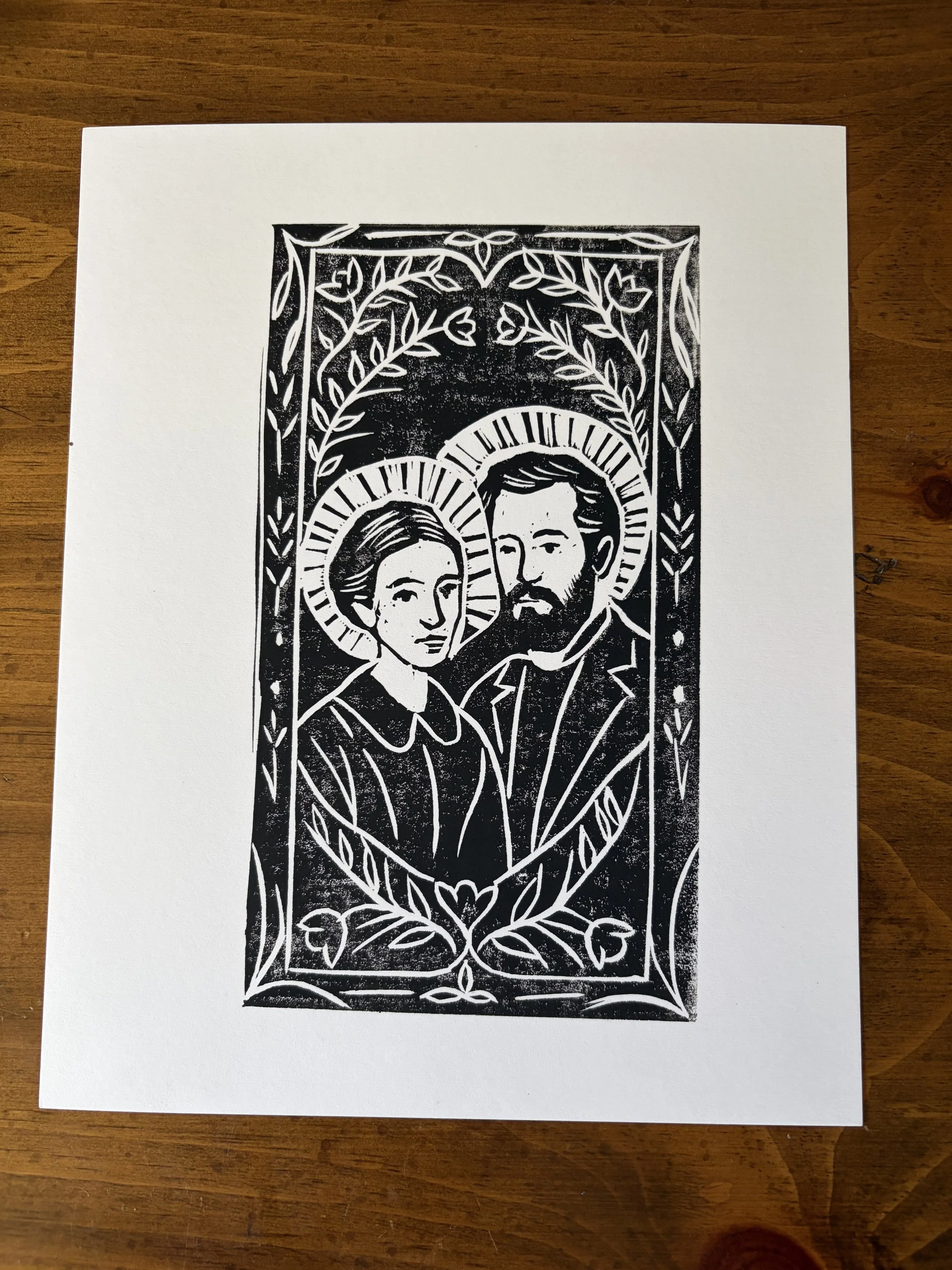 Zelie and Louis Martin Original Lino Print