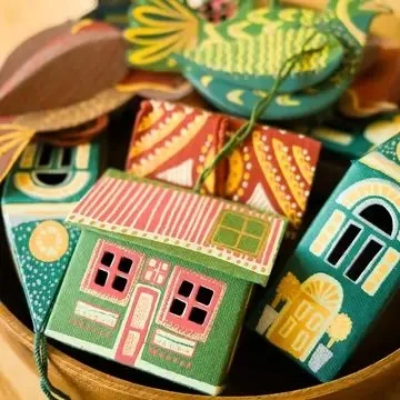 Paper Board Ornaments - Screen Printed by Hand