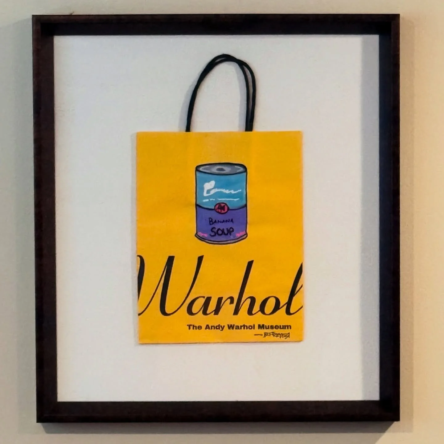 When I was at the @thewarholmuseum the other day I ended up shopping in the store. I painted on the bag from the store in a Warhol fashion. 
.
.
.
#popart #warhol #andywarhol