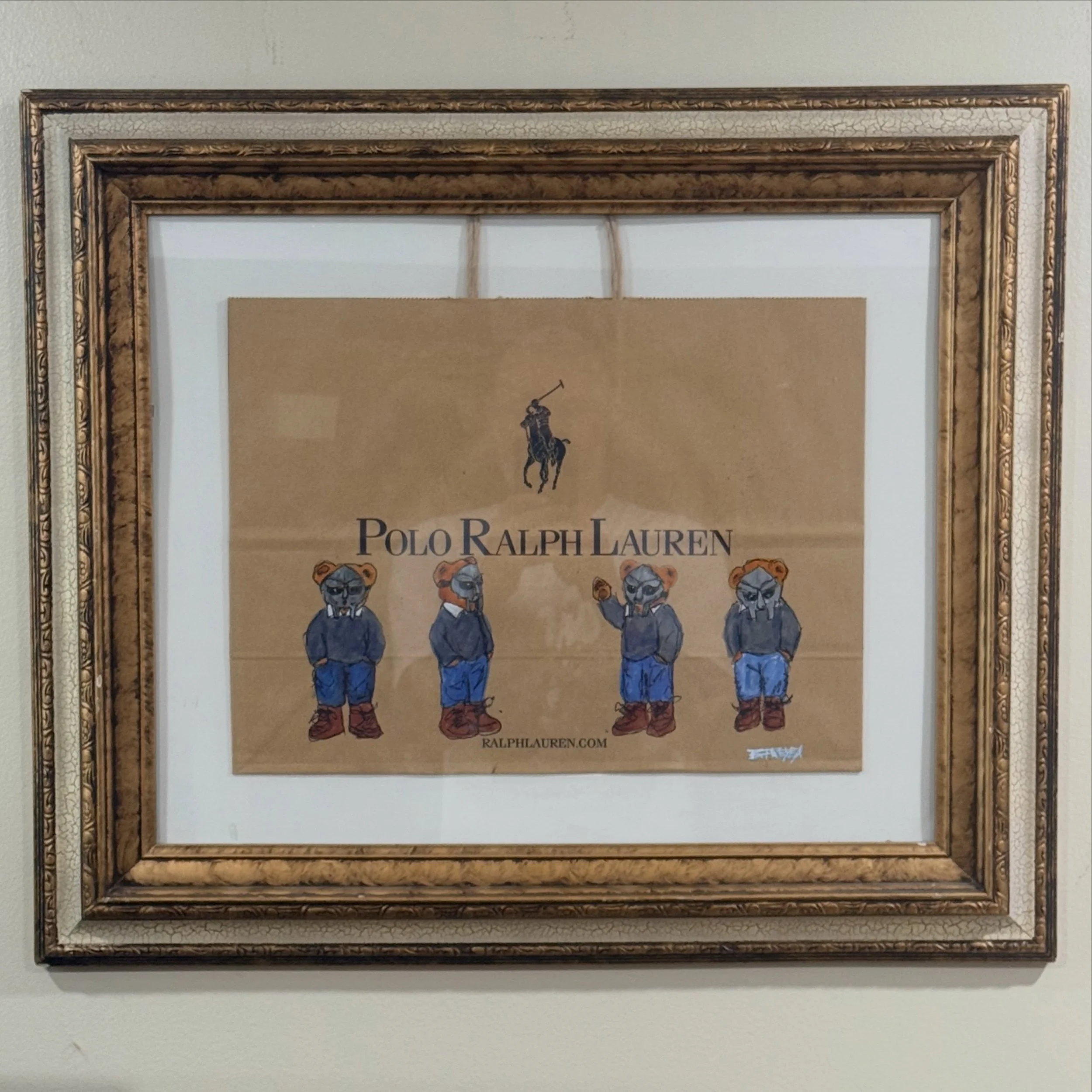 A little MF DOOM action on a Ralph Lauren store bag. Hmmmm, MF POLO