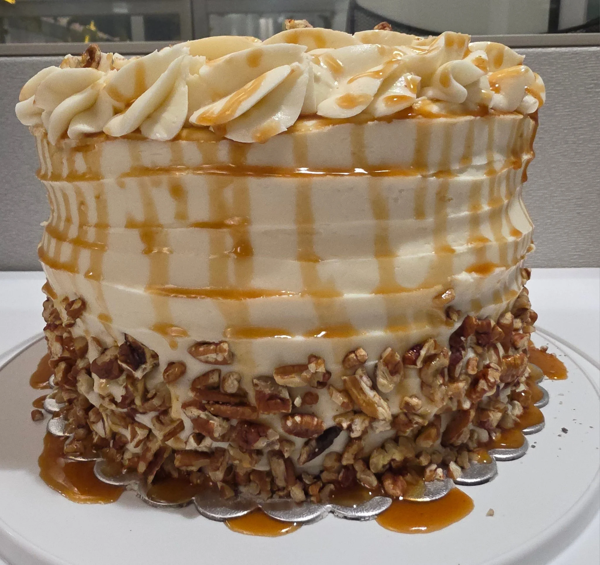 We're more than just Pound Cakes! French Vanilla layers with Caramel Apple Pecan filling. Why not???