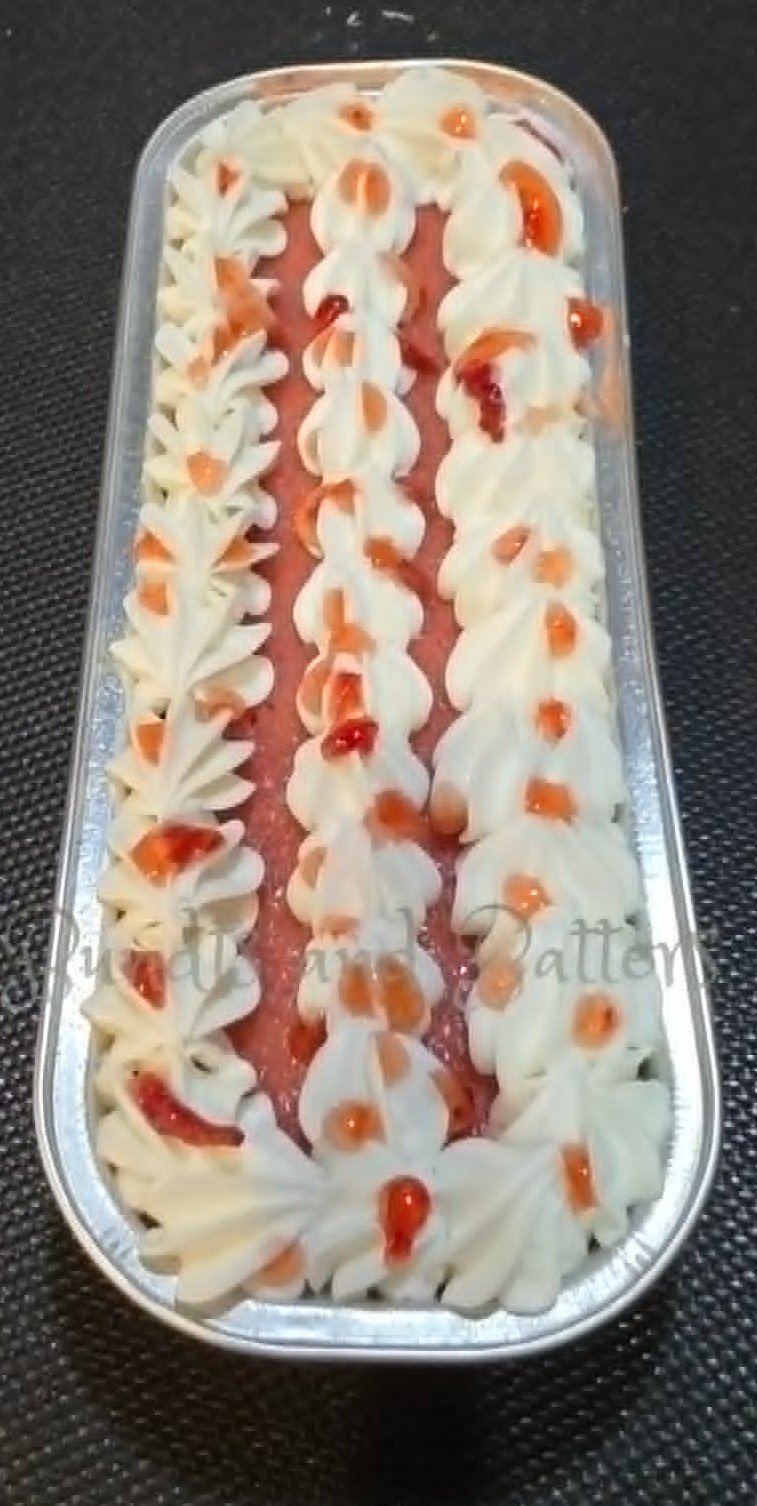 Strawberry "Ounce" Cake with Vanilla Frosting and Strawberry Drizzle