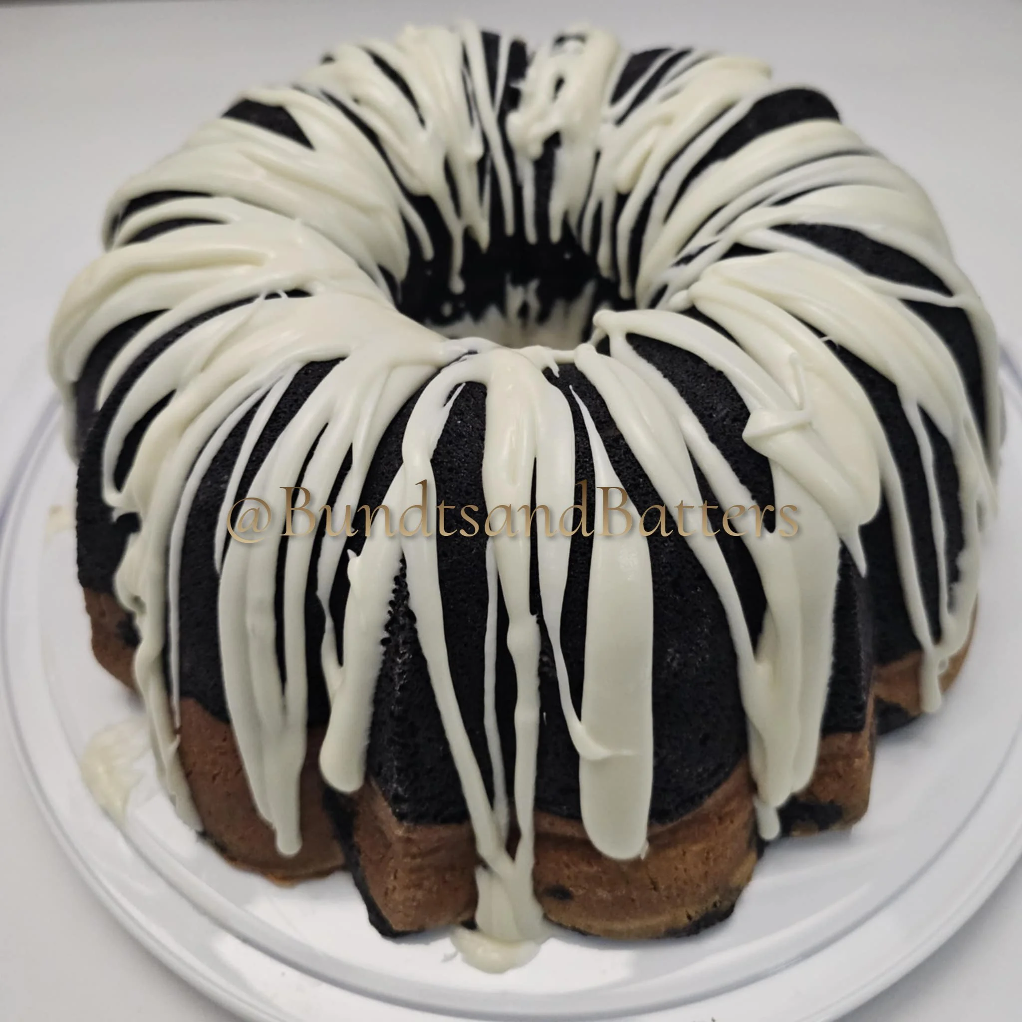 Black Velvet Swirl Pound Cake with Cream Cheese Frosting