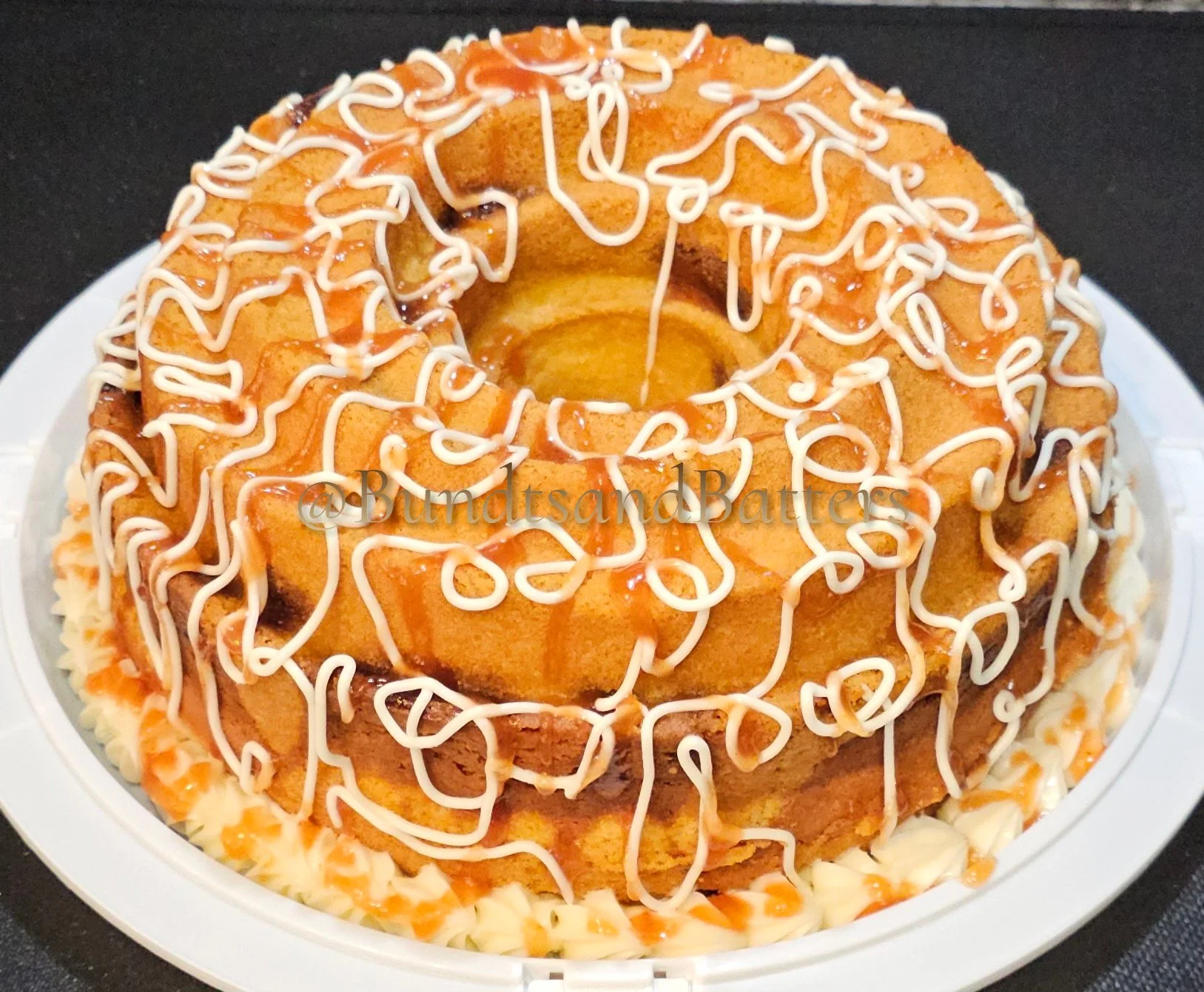 Traditional Vanilla Pound Cake with Guava Filling, Cream Cheese Frosting, and Guava Drizzle