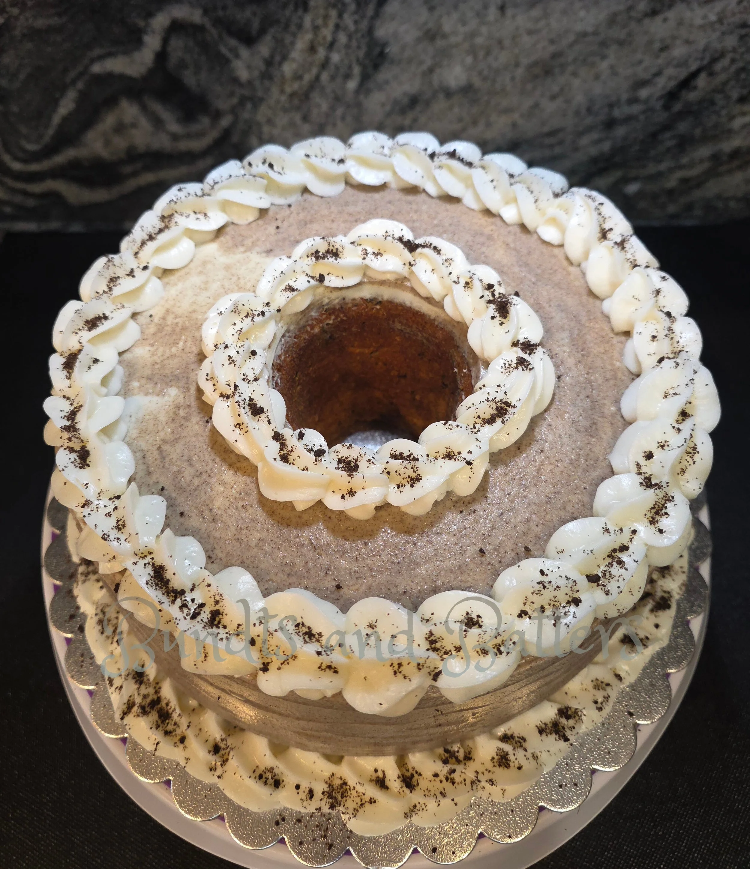 Oreo Cookies and Cream Pound Cake with Cookies and Cream Frosting