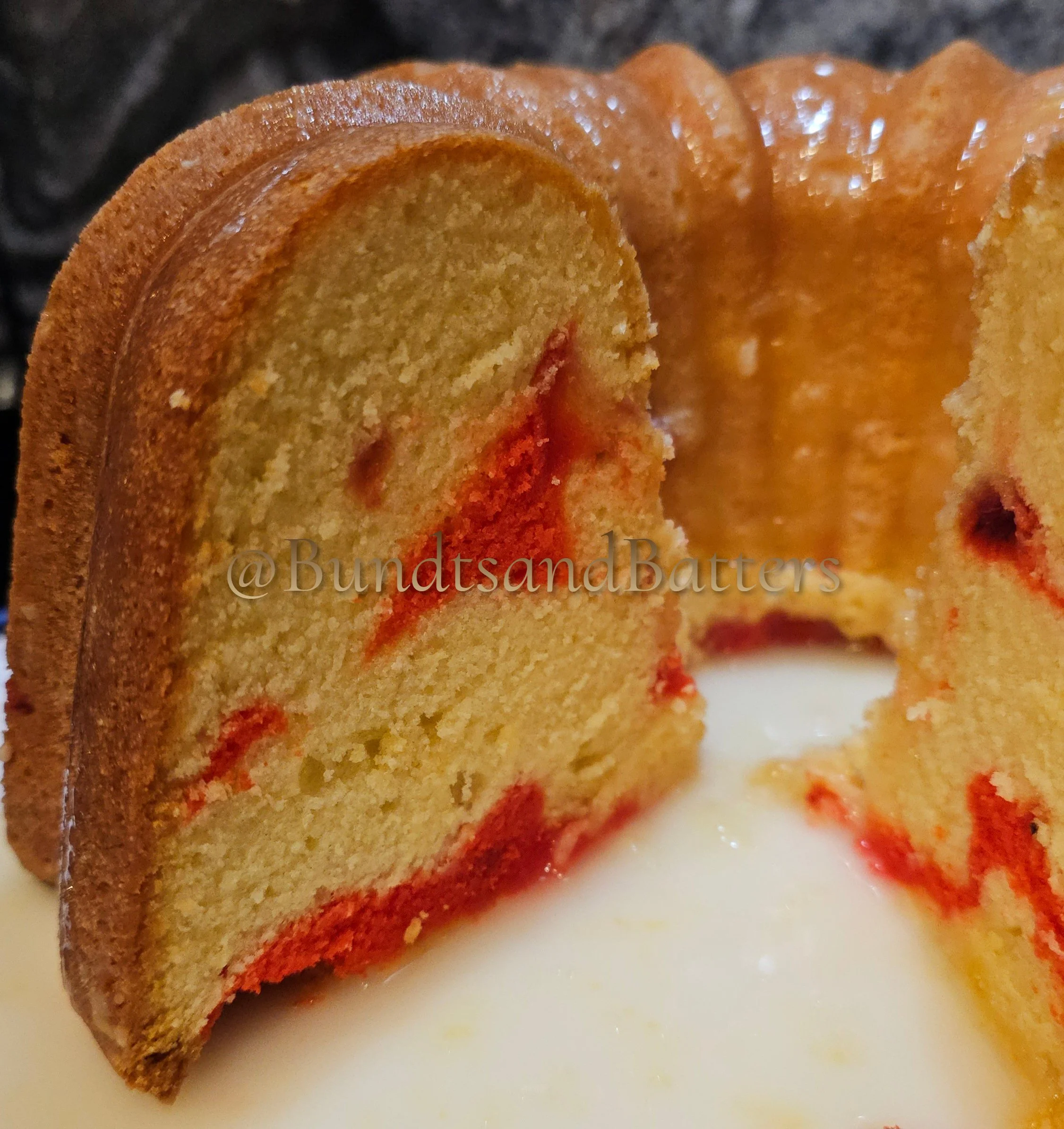 Strawberry Lemonade Pound Cake with Lemon Glaze