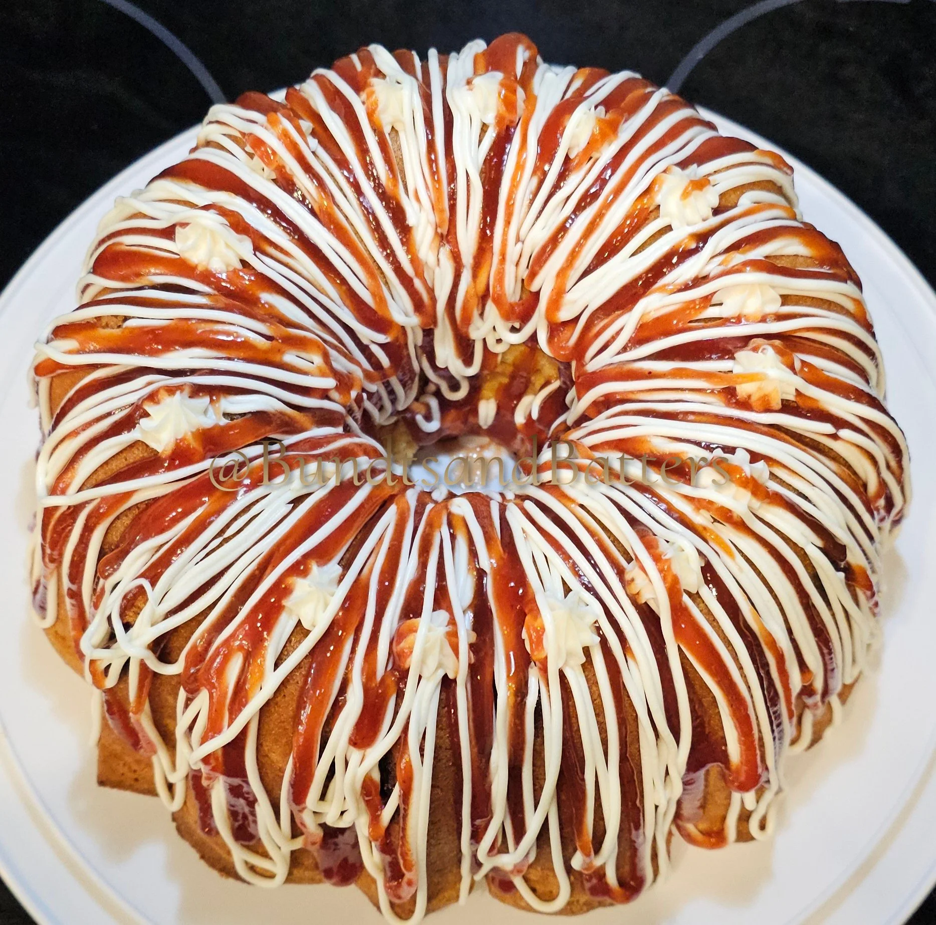 Guava Cream Cheese Pound Cake with Cream Cheese Frosting and Guava Drizzle