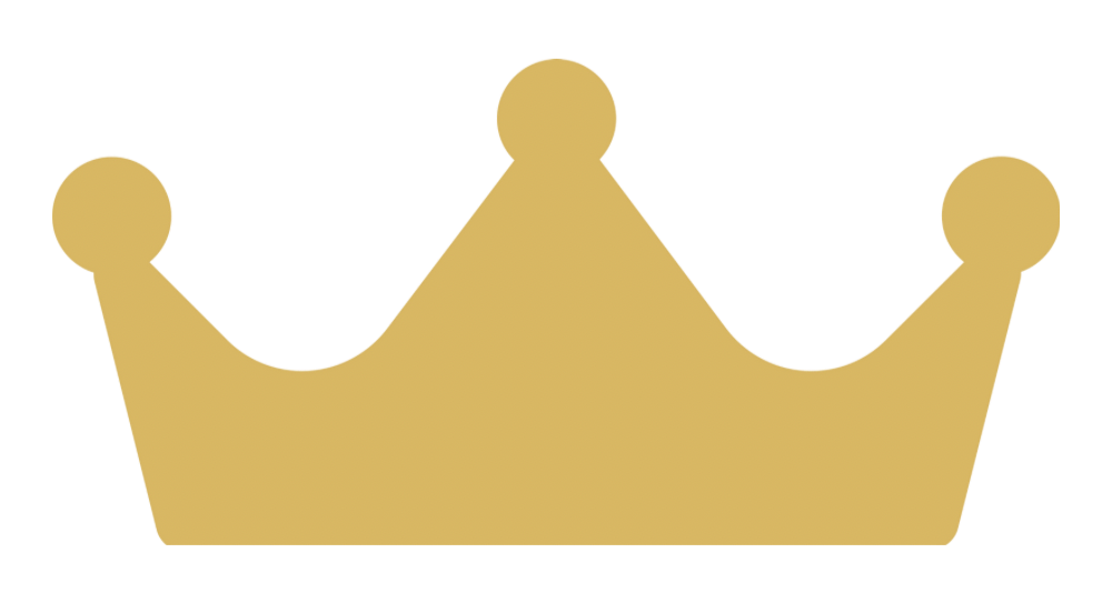 Gold-colored crown with four rounded points and circular tips.
