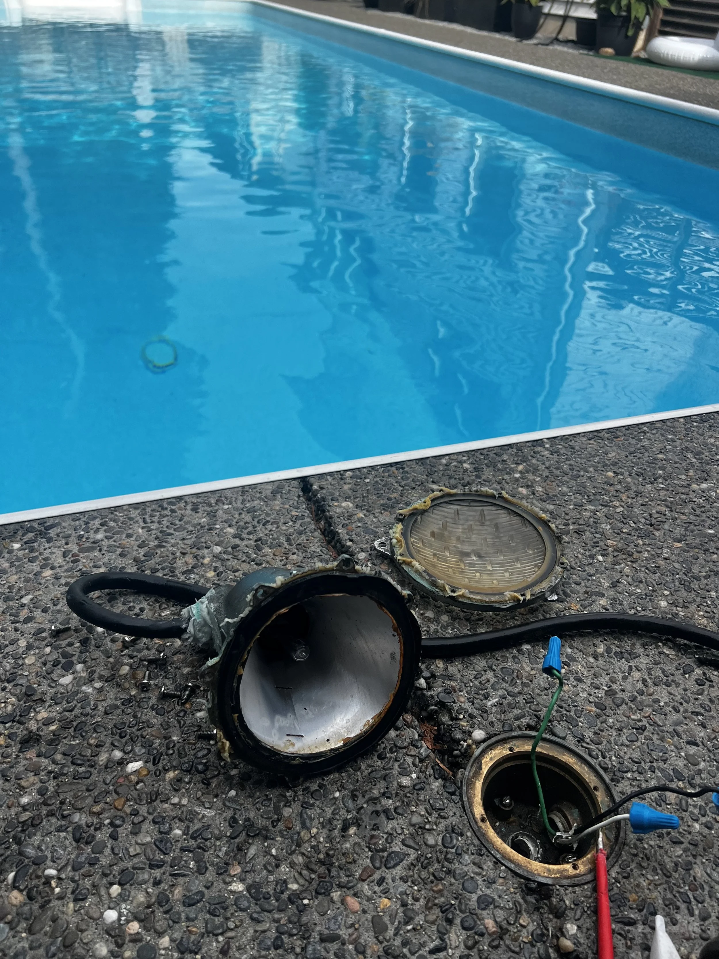 Pool light being replaced