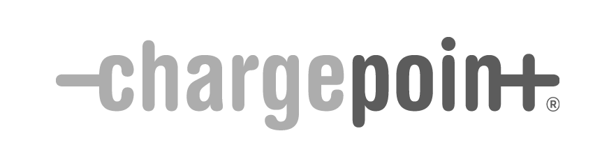 ChargePoint logo with a stylized dot and line design.
