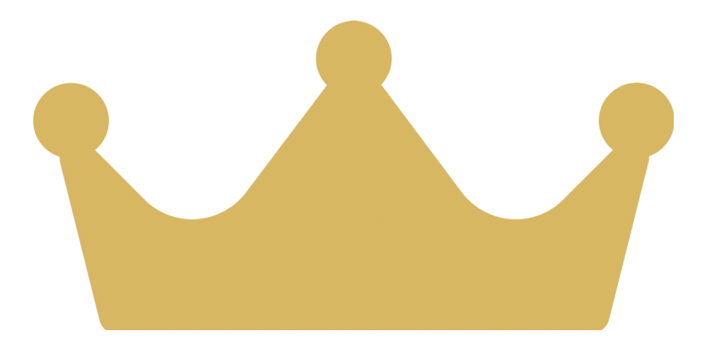 A gold-colored crown with three rounded points.