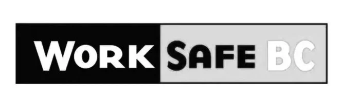 Logo with the words 'Work Safe BC' in bold letters, with 'Work' in white on a black background and 'Safe BC' in black and white on a gray background.