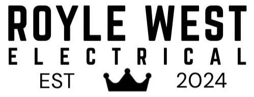 Logo for Royale West Electrical with text and a crown symbol, established in 2024.