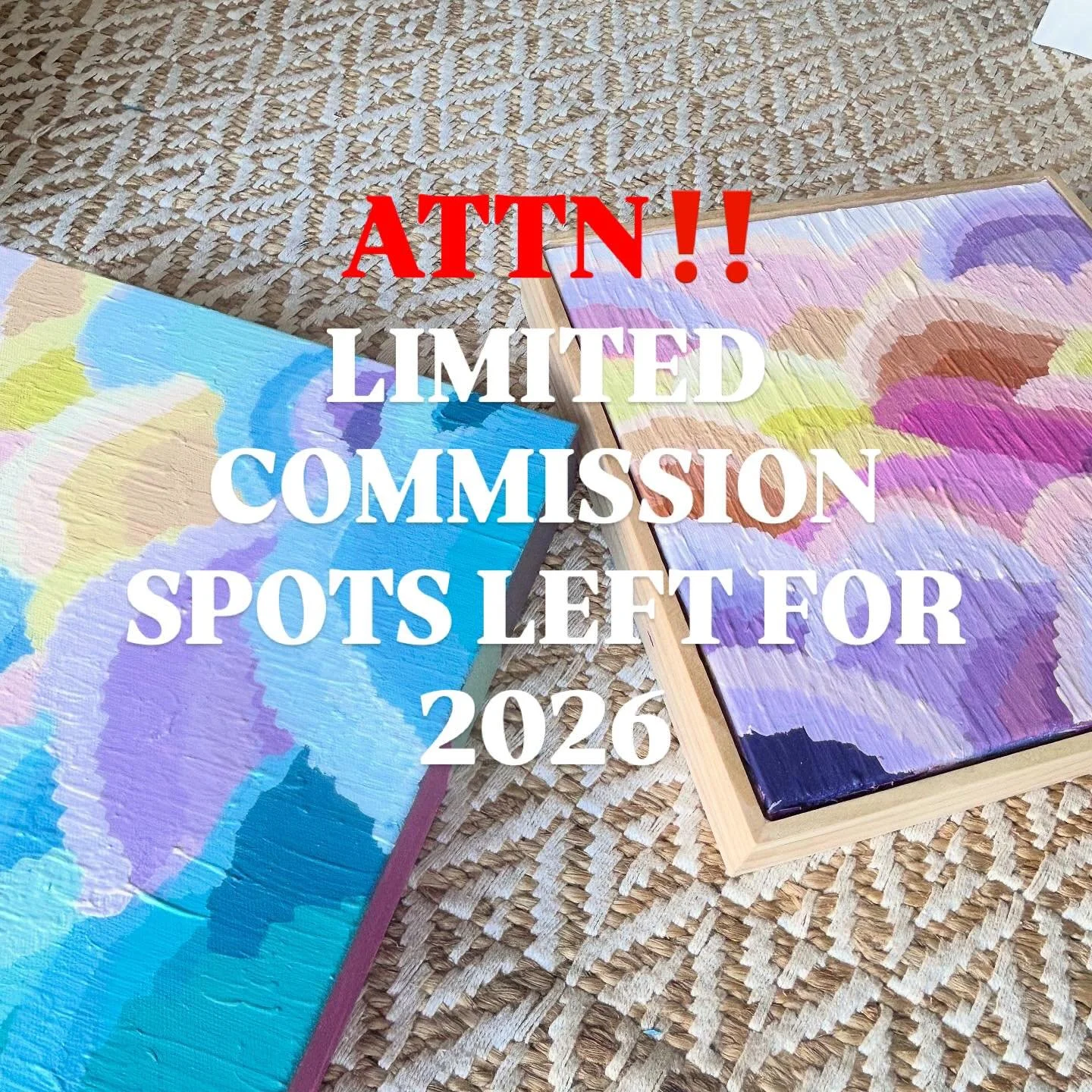 ATTN ‼️ Have you been thinking about purchasing some of my original art or have wanted to organise your own custom artwork? Well, I only have 2 spots available for commission work for the remainder of 2025 😍 
•
THIS INCLUDES CUSTOM minis for Ch