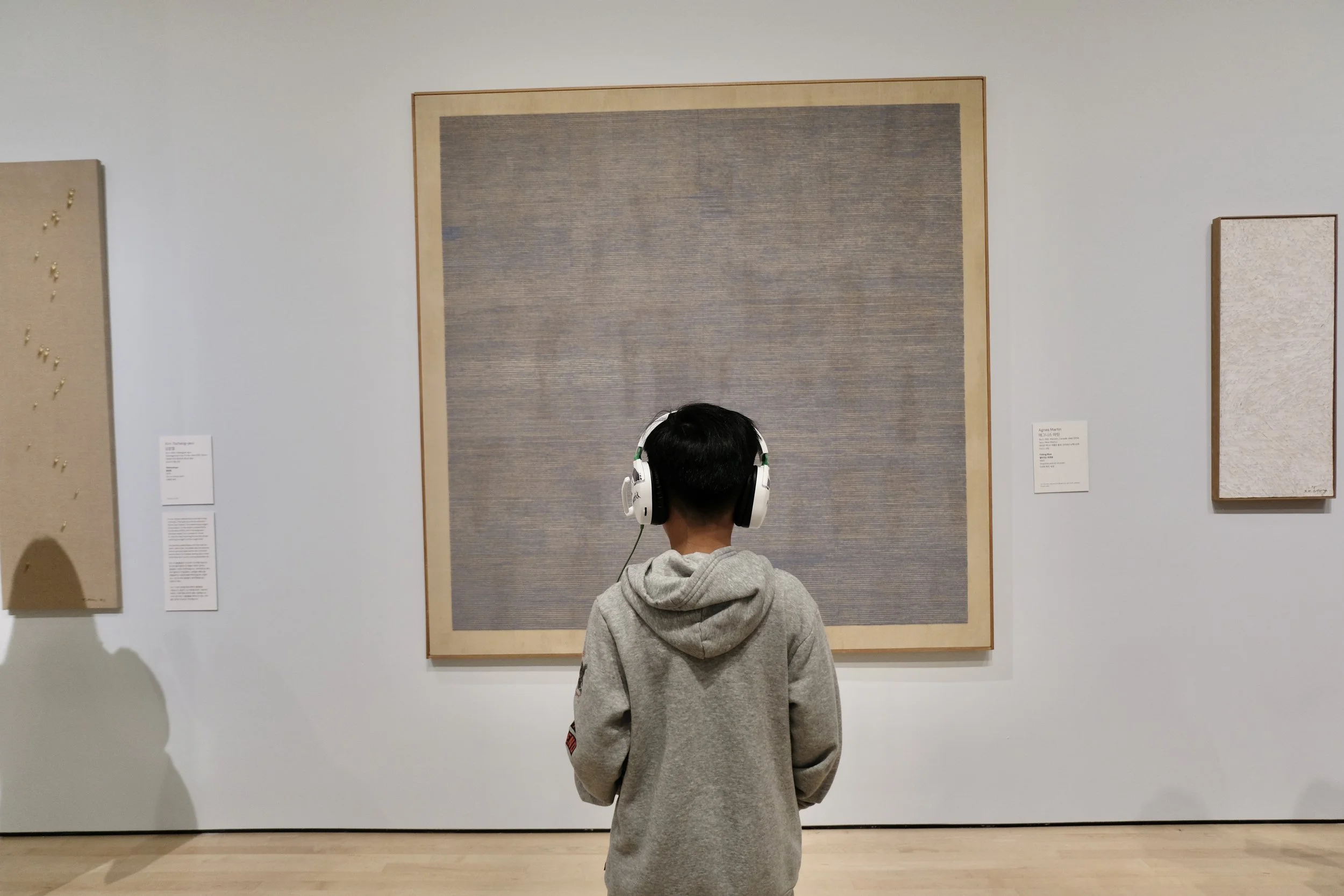  Agnes Martin,  Falling Blue  (1963). SFMOMA, gift of Mr. and Mrs. Moses Lasky. © Estate of Agnes Martin / Artists Rights Society (ARS), New York. Photography © The Noun. 